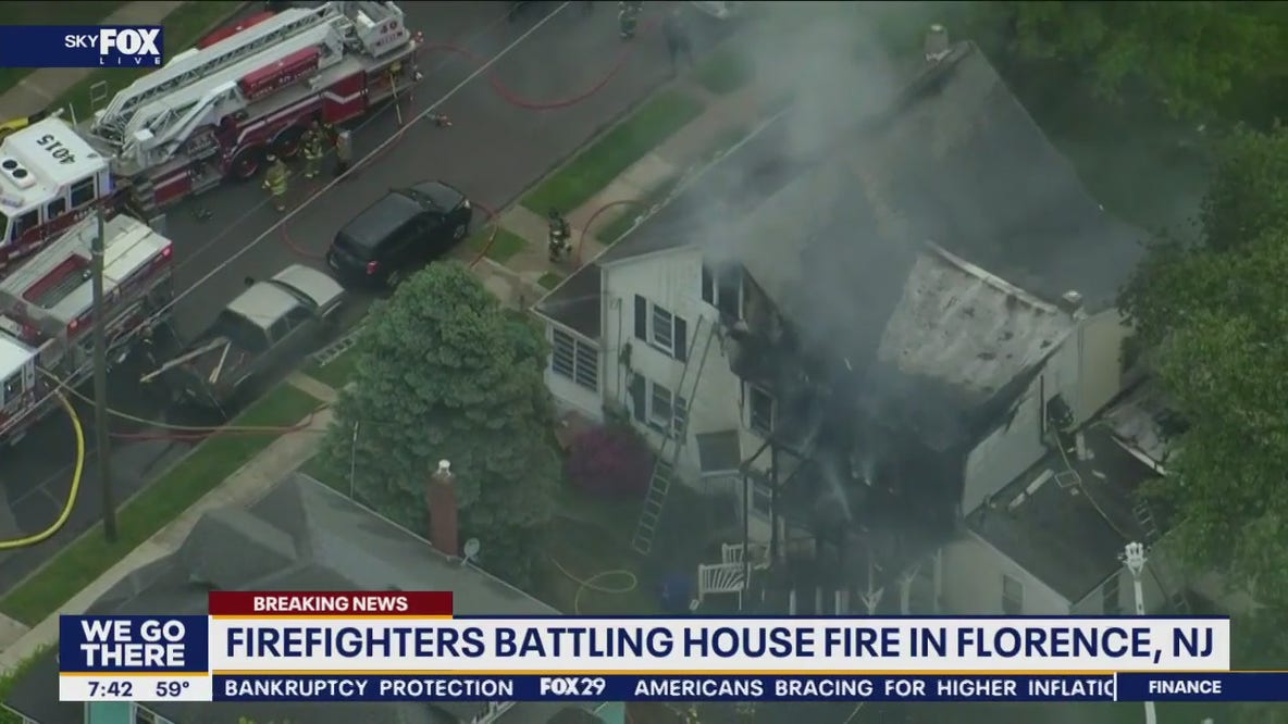Firefighters battling Burlington County house fire